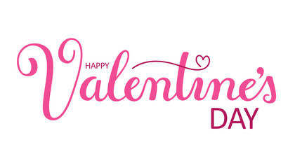 HAPPY VALENTINE’S DAY hand lettering banner with heart