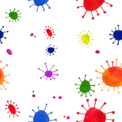 Bright object pattern. watercolor on white paper. BG
