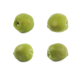 Single green olive isolated