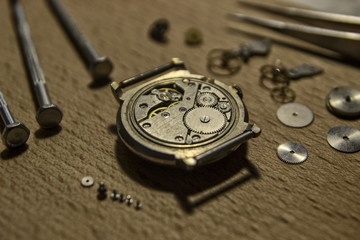 Process of repair of mechanical watches, watchmaker's workshop