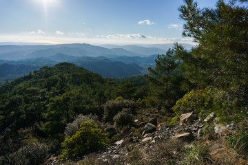 Obraz premium Photo of mountain landscape against blue sky