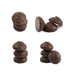 Marshmallow covered in chocolate isolated