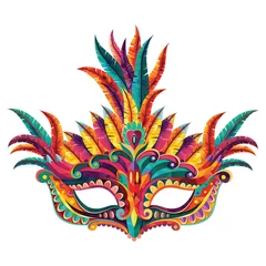 Deurstickers Happy carnival festive concept with musical trumpet mask. Carnival mask. Vector illustration © lisakolbasa