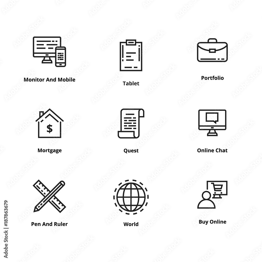 Poster High quality line icons. Thin line icons for user interface and web