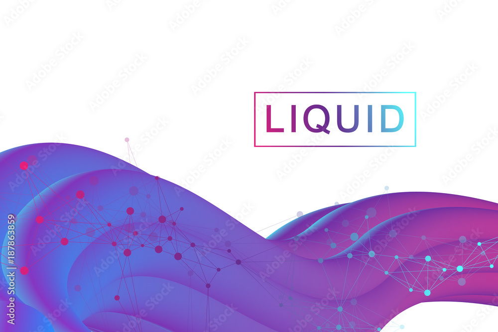 Aufkleber Abstract background with fluid multicolored waves. Futuristic trendy design. Modern vector template for your design