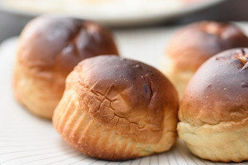 Warm bread served for breakfast.