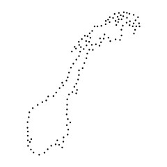 Abstract schematic map of Norway from the black dots along the perimeter of vector illustration