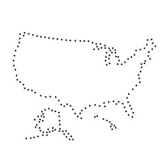 Abstract schematic map of USA from the black dots along the perimeter of vector illustration