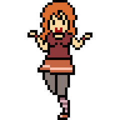 vector pixel art fashion girl