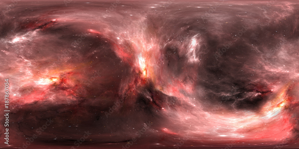 Sticker space background with nebula and stars. panorama, environment 360 hdri map. equirectangular projecti