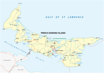 Fototapeta na wymiar Prince Edward Island vector road map