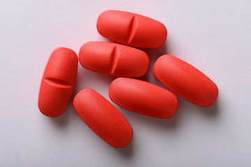 Pharmacy theme. Multicolored Isolated Pills and Capsules