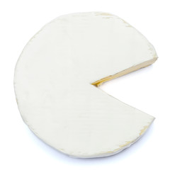 Round brie or camambert cheese on a white background