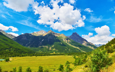 View of mountains in summer