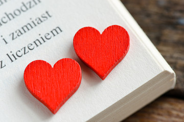 Red hearts in the book.