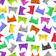 colored cats on a white background. seamless pattern