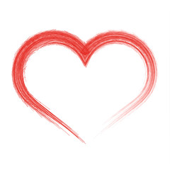 Brush drawing calligraphy heart, isolated on white