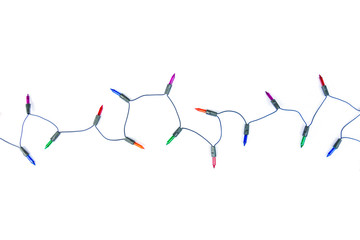 christmas lights,multicolored lamp garland isolated on white background