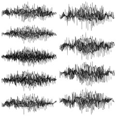 Set of abstract monochrome sound waves oscillating object. EPS 10 vector