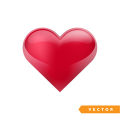 Realistic red valentine heart. Vector illustration