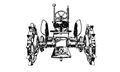 Vintage Retro Tractor Farming Machinery Illustration