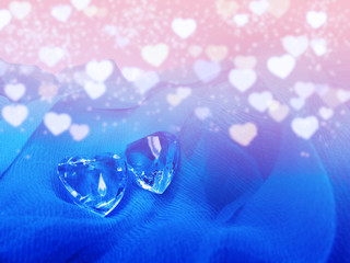 crystal two gem hearts valentine's day love holiday concept background