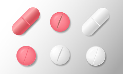 Set of various vector pills and tablets