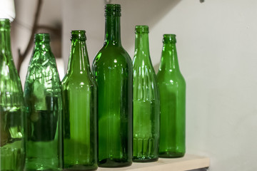 A few bottles of green glass