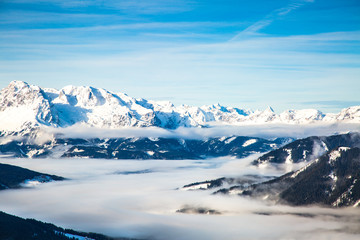 Fototapeta na wymiar Austrian alps panorama. Mountains nature landscape.