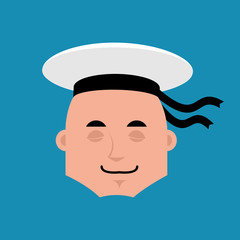 Sailor sleeping emoji. Russian soldier seafarer asleep emotion avatar. Seaman Military in Russia dormant. Illustration for 23 February. Defender of Fatherland Day. Army holiday for Russian Federation