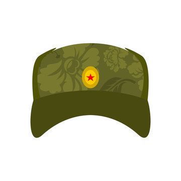 Russian soldier cap isolated. Summer hat is Russia military. Vector illustration
