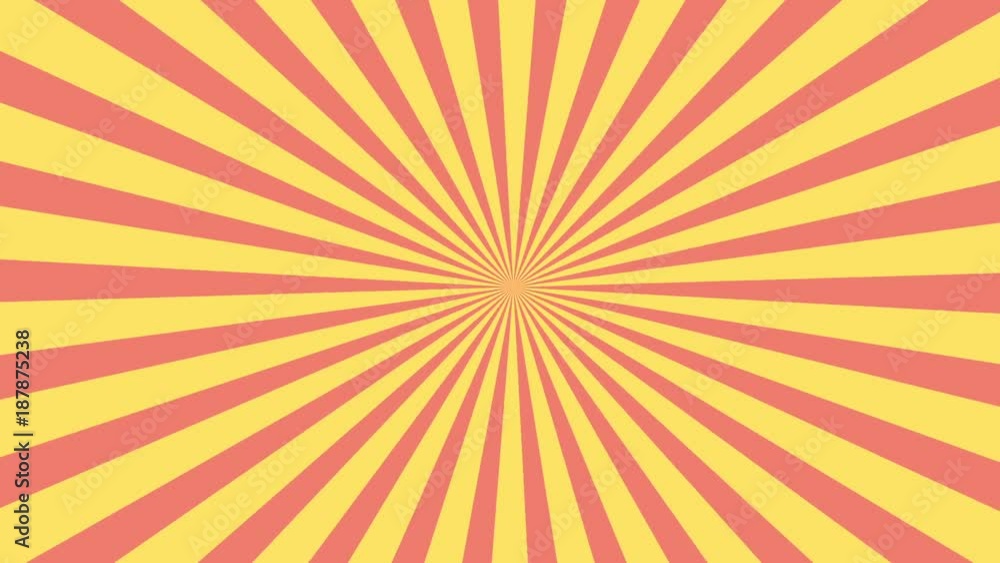 Poster red and yellow sunburst circle and background pattern animation.colored back pop art style yellow ba