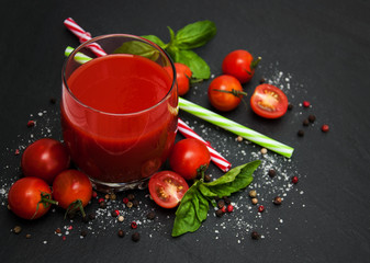 Glass with tomato juice