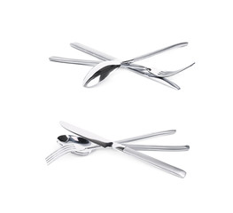 Fototapeta na wymiar Knife, fork and spoon composition isolated