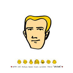 인물의 얼굴 / 손으로 그린 얼굴 표정 일러스트