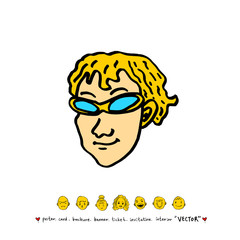 인물의 얼굴 / 손으로 그린 얼굴 표정 일러스트