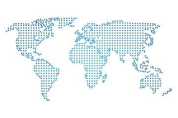 Digital Dotted World map. Abstract illustration on white background. Abstract illustration.