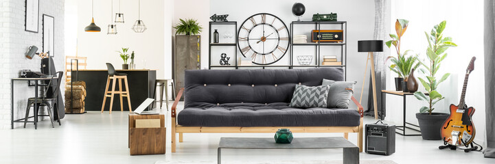 Guitar in spacious living room