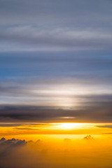 Amazing Beautiful Panorama Of Sunset Sunrise Above Clouds