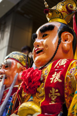 Chinese New Year, folk beliefs in Taiwan, the Lantern Festival temple parade, a huge god even,