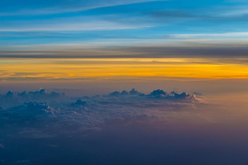 Amazing Beautiful Panorama Of Colorful Sunset Sunrise Above Clouds