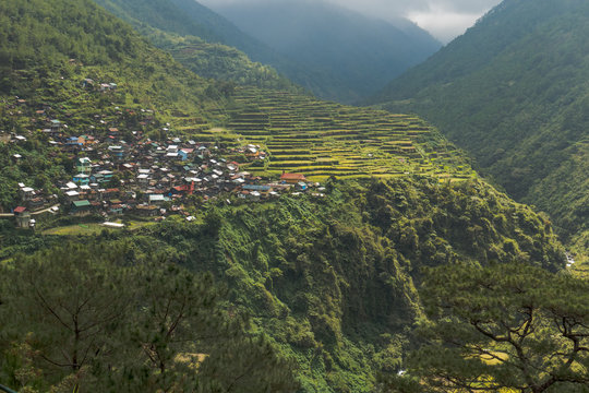 Rice Terraces And Bayo Bayo Village In Benguet, Ifugao, Philippines.

