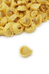 Tortellini. Italian traditional pasta on white background