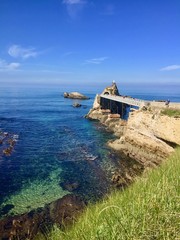 View over Rocher de la Vierge (Virgin of the Rock) Biarritz France