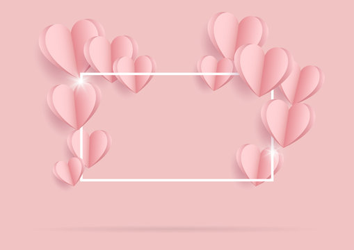 Happy valentine day. with creative pink love balloon concept on pastel pink background for copy space. minimal concept. Vector Illustration