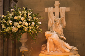 LONDON, GREAT BRITAIN - SEPTEMBER 17, 2017: The marble statue of Pieta  in church of St. James...