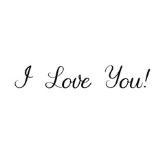 I love you. hand lettering inscription. Valentines Modern Calligraphy. Thank You Greeting Card. Vector Illustration. Isolated on White Background