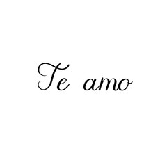 I love you in spanish. Te amo hand lettering inscription. Valentines Modern Calligraphy. Thank You Greeting Card. Vector Illustration. Isolated on White Background