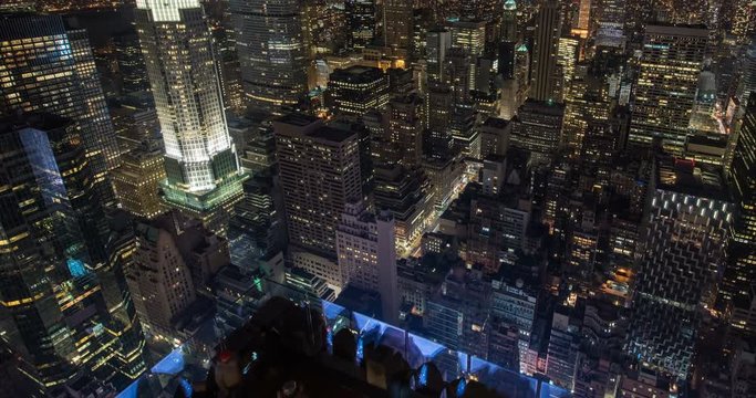 New York City,USA - November 2014: Timelapse over Manhattan from Top of the Rock at night