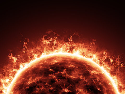burning solar in space closeup
